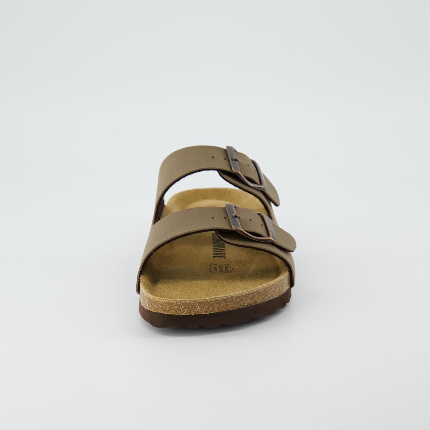 CUSHIONAIRE Lane Cork Footbed Sandals for Women – Comfortable Double Buckle Slip-On with Genuine Suede Footbed & Arch Support Slides for Women Footwear