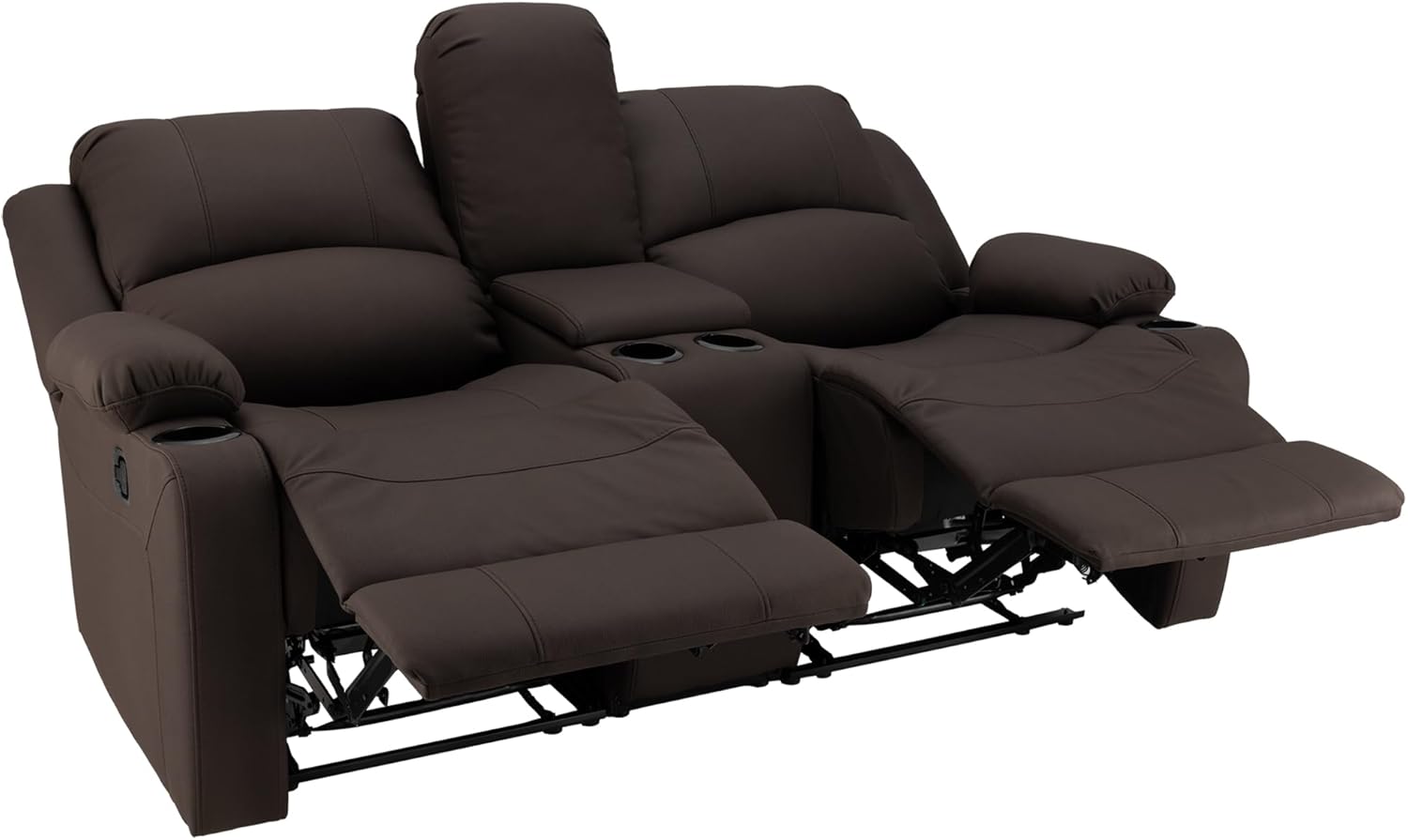 67" Wall Hugger Reclining | RV Theater Seats | Double Recliner RV Sofa & Console | RV Couch | RV Theater Seating | RV Furniture (Manual, Chocolate)