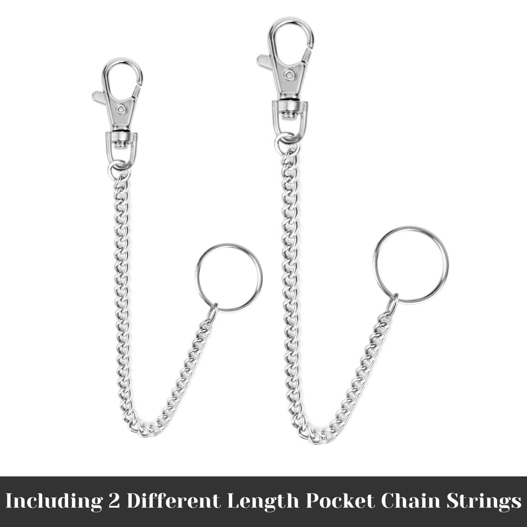 anezus 2Pcs Chain Belt Set, Wallet Chain, Pants Chain, Pocket Chain with Keyring for Pants Belt Jeans Wallets and keys (16” & 20”) - Grand Goldman