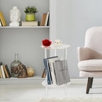 Acrylic Detachable End Table, Round Acrylic Coffee Table, 2 Tier Multifuntional Clear Nightstand End Table for Small Spaces, Detachable Beside Table for Living Room, Bedroom, Study Room, 12"