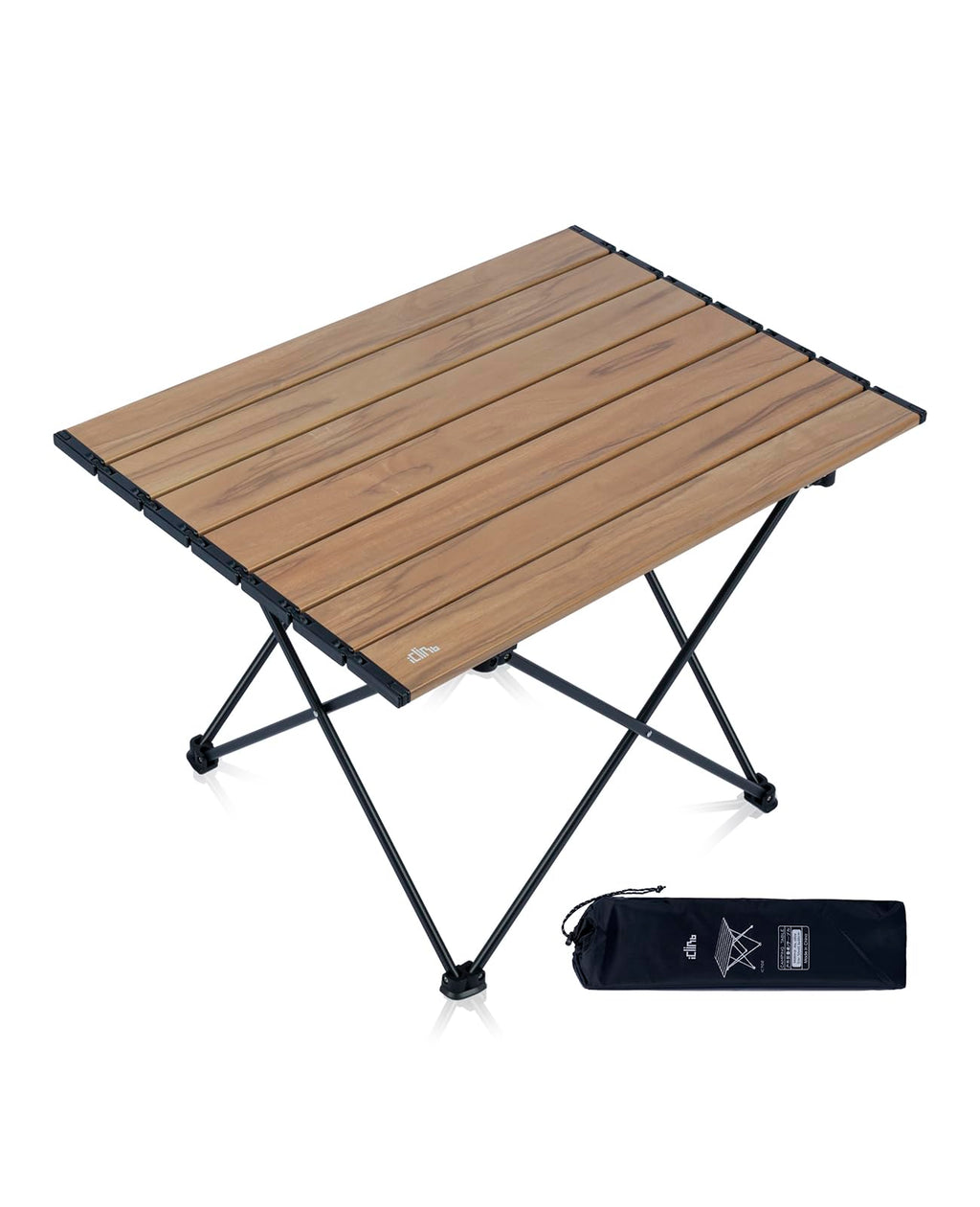 iClimb Ultralight Compact Camping Folding Table with Carry Bag (Black - S)