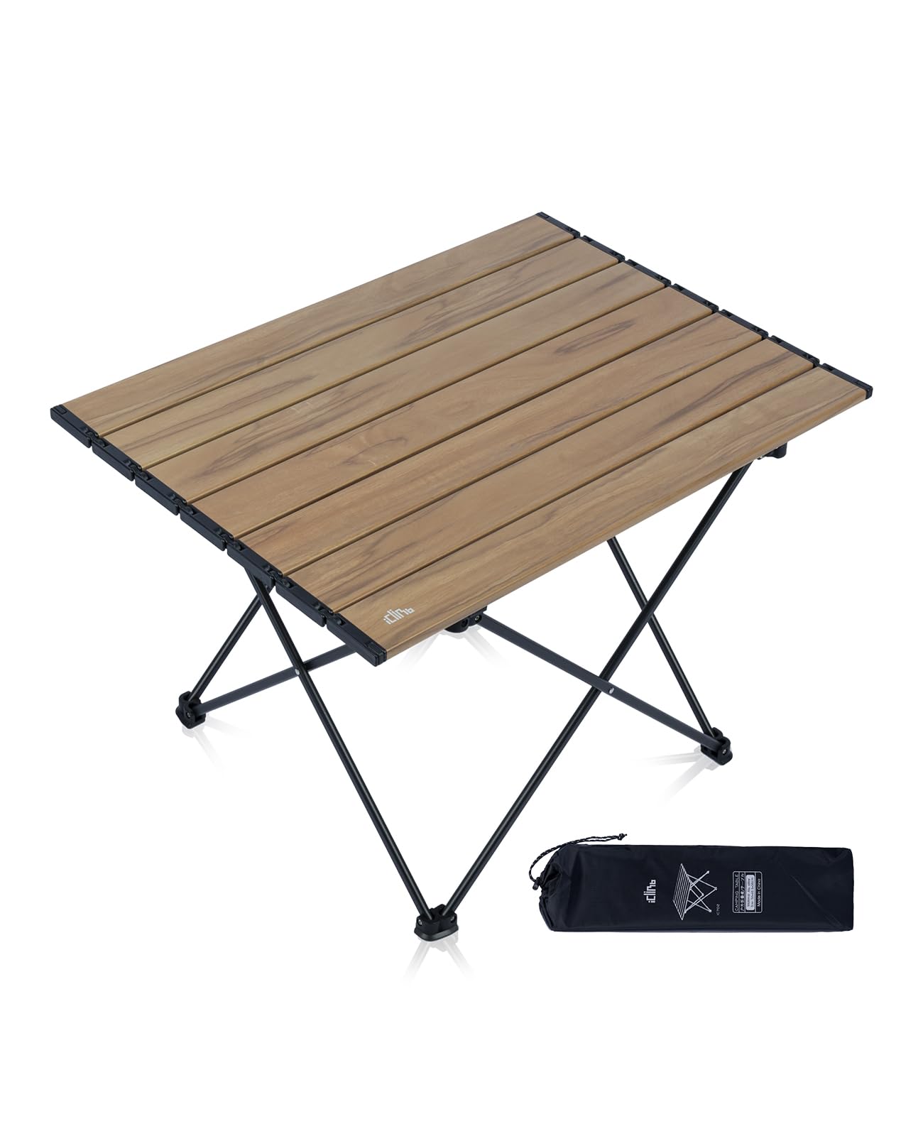 iClimb Ultralight Compact Camping Folding Table with Carry Bag (Black - S)