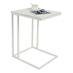 Function Home C Shaped End Table, Small Side Tables for Sofa Bed, Couch Tables That Slide Under, Drink Snack Table for Living Room Bedroom Small Space, White Wood Top and Gold Metal Frame