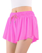 Auranso Girls Flowy Shorts with Pocket 2-in-1 Athletic Running Butterfly Shorts Rose Red 7-8 Years - Grand Goldman