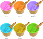 Gobelets de crème glacée URMUYJJ avec cuillères Couleur bonbon dessin animé bols de crème glacée Dessert Sundae bols de yaourt glacé Coupe de crème glacée Cadeaux de fête Vaisselle kits de crème glacée fournitures pour enfants Ensemble (6)