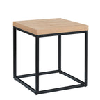 CENSI 18-Inch Grey Wash Accent End Table/Side Table for Living Room, Modern Industrial, Square, Metal and Wood (French Oak)