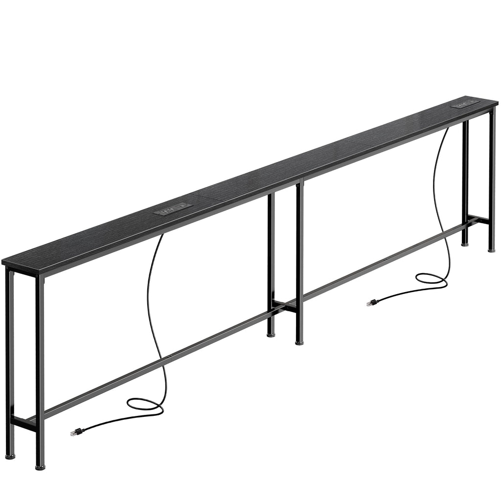 SUPERJARE 79 Inch Sofa Table with 2 Power Outlets and USB-C Ports, 5.9 Inch Narrow Console Table with Storage, Long Entryway Hallway Couch Table Behind Sofa, Small Spaces, Living Room, Rustic Brown