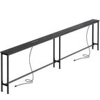 SUPERJARE 102 Inch Sofa Table with 2 Power Outlets and USB-C Ports, 5.9 Inch Narrow Console Table with Storage, Extra-Long, for Entryway Hallway Couch Behind Sofa, Small Spaces, Rustic Brown