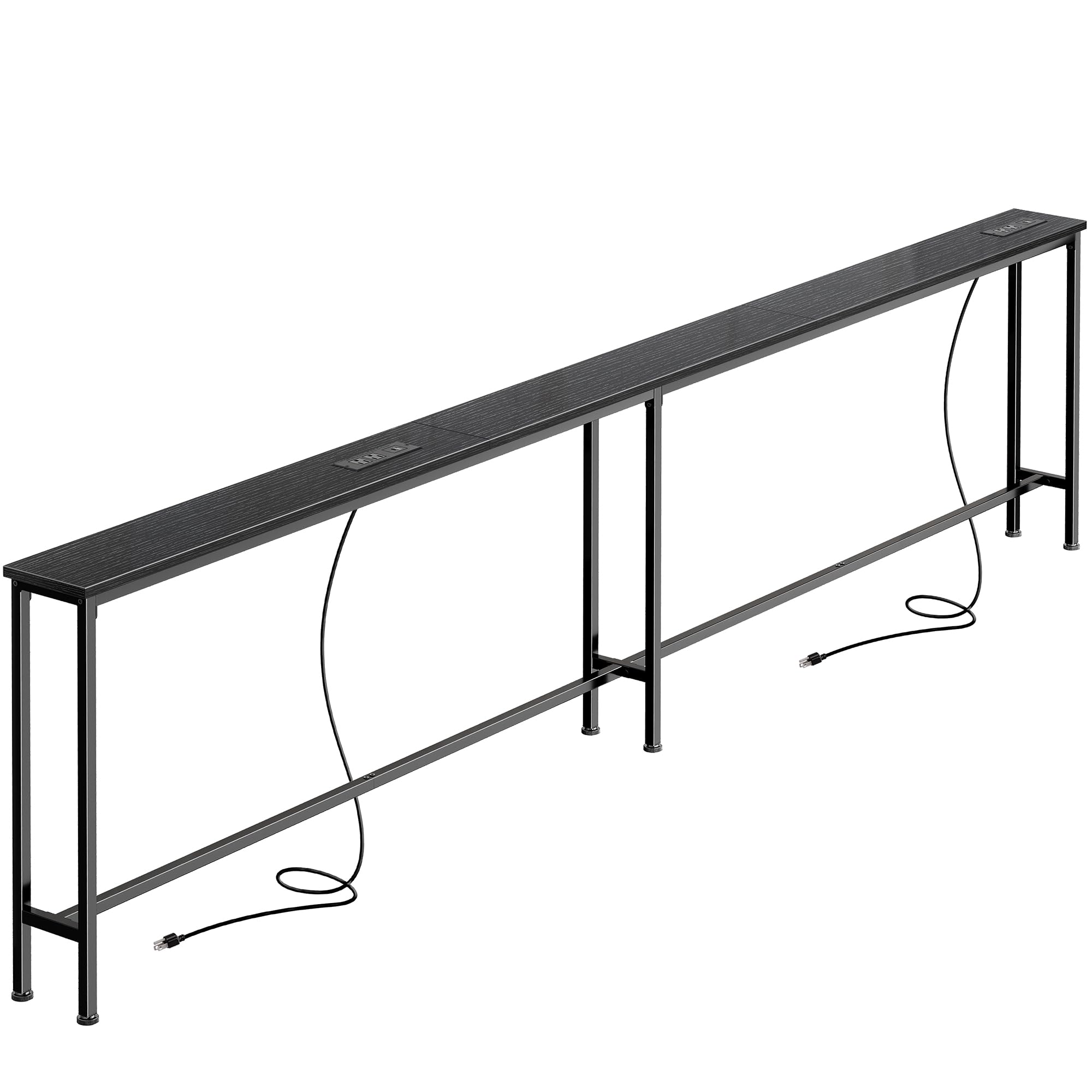 SUPERJARE 102 Inch Sofa Table with 2 Power Outlets and USB-C Ports, 5.9 Inch Narrow Console Table with Storage, Extra-Long, for Entryway Hallway Couch Behind Sofa, Small Spaces, Rustic Brown