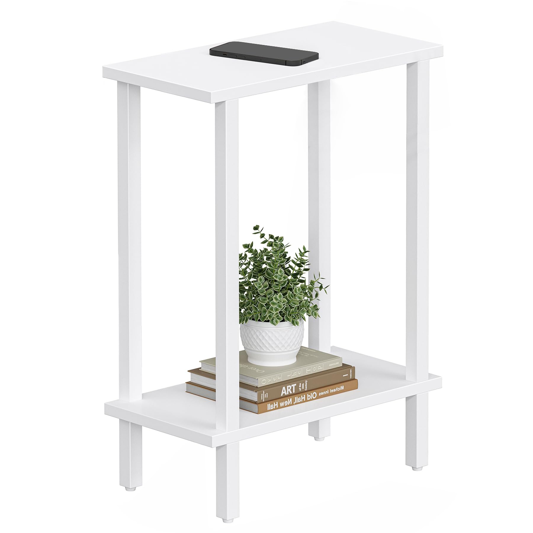 TUTOTAK Small Side Table, Narrow End Table, Skinny Sofa Table, Slim Nightstand, Couch Table, Living Room, Bed Room, Black TB01BK062