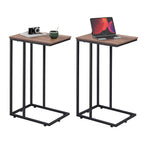 WLIVE Side Table, C Shaped End Table for Couch, Sofa and Bed, Large Desktop C Table for Living Room, Bedroom, Retro Brown and Black