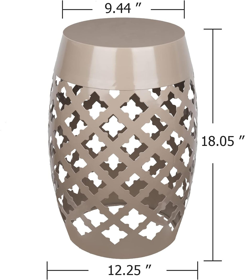 Vipush Outdoor Lace Cut Iron Side Table,Patio Garden Stool Coffee End Table Nightstand for Small Spaces,Living Room,Front Porch,Poolside,Brown