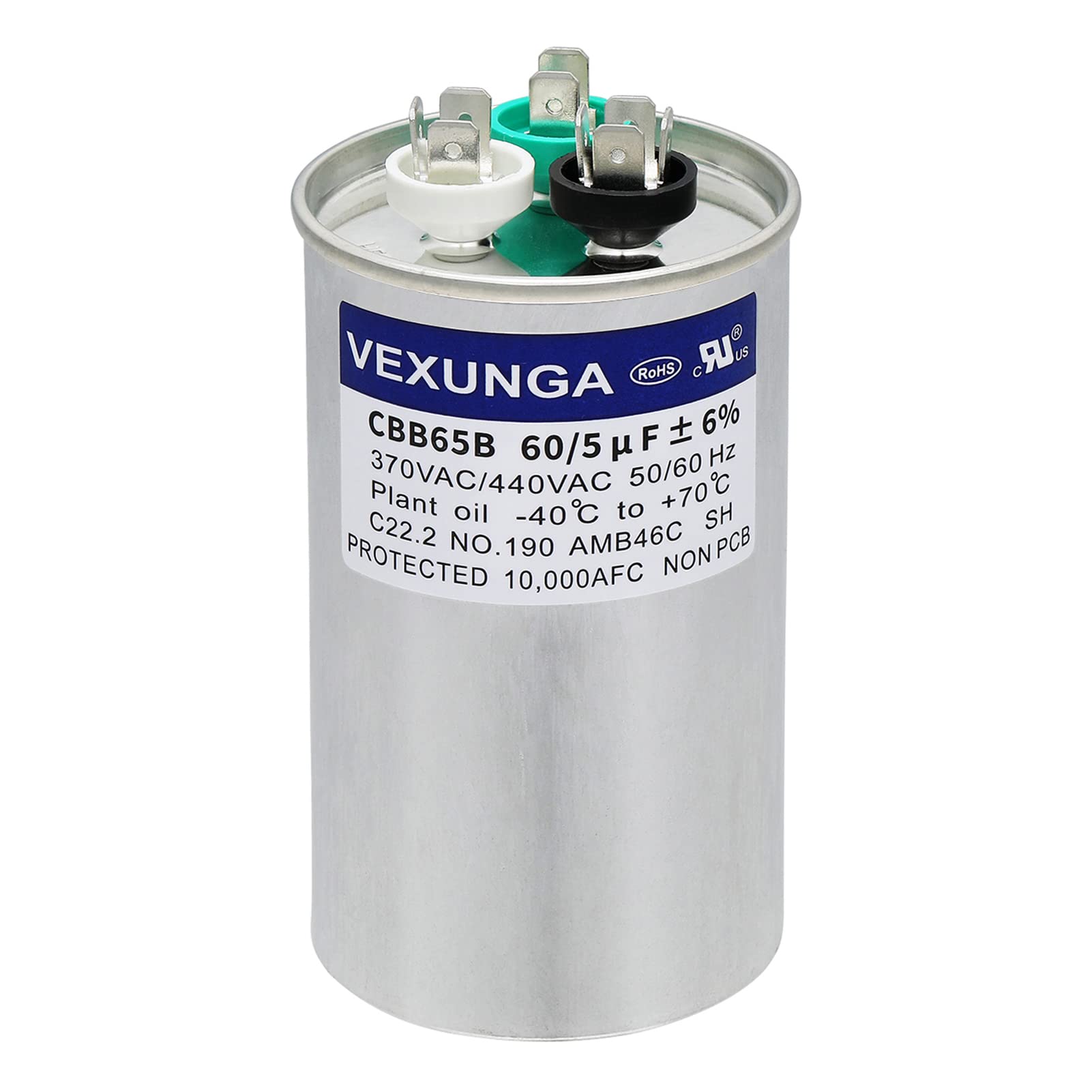 45/5 uF 45+5 MFD 370V or 440V Dual Run Start Round A/C Capacitor 45 5 uF 370 440 Volt VAC CBB65B Air Conditioner Capacitors for AC Unit Fan Motor Start or Heat Pump or Condenser Straight Cool