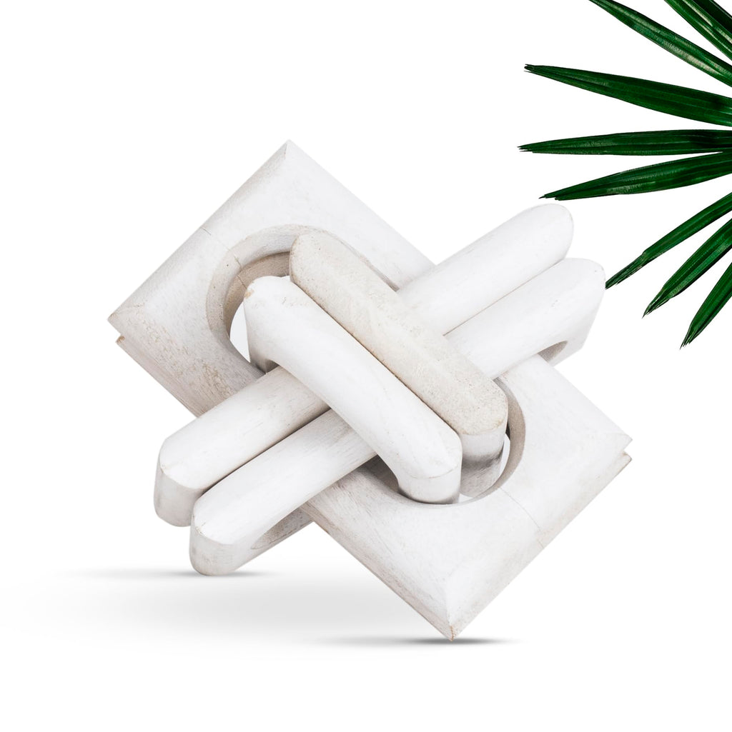 Wood Knot Entry Table Boho Shelf 6 Link Interlock Coffee Table for Living Room and Modern Farmhouse Hand Crafted Natural Mango Wood Console Table Decor (Natural)