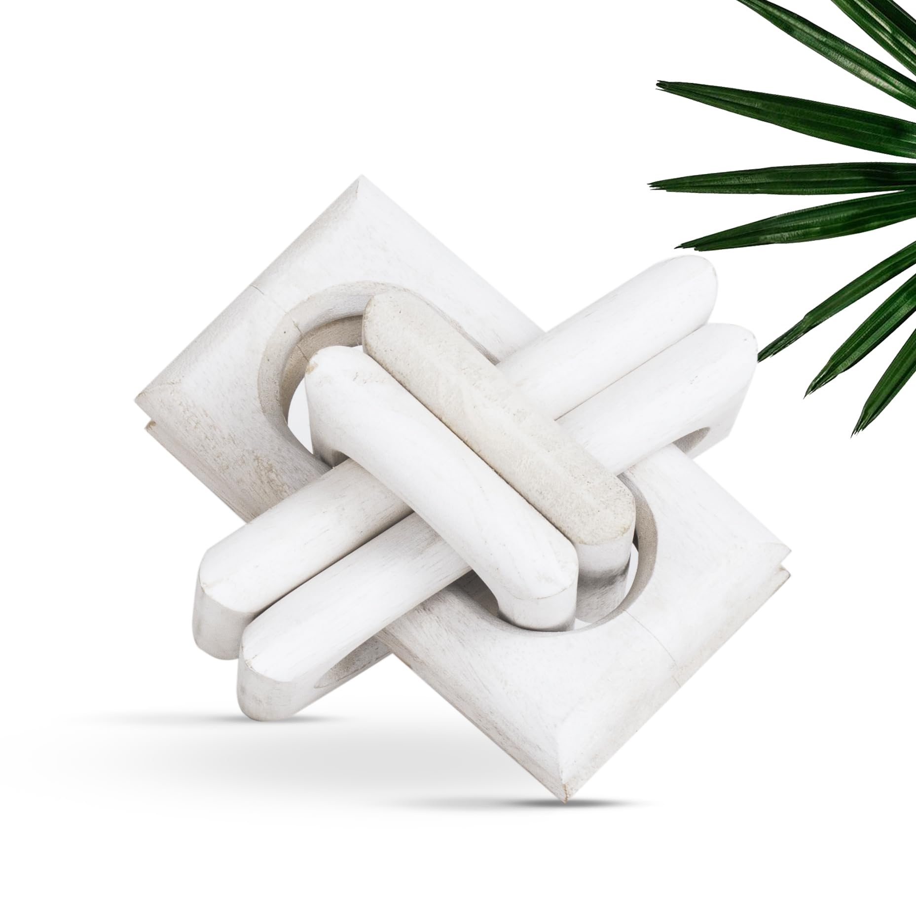 Wood Knot Entry Table Boho Shelf 6 Link Interlock Coffee Table for Living Room and Modern Farmhouse Hand Crafted Natural Mango Wood Console Table Decor (Natural)