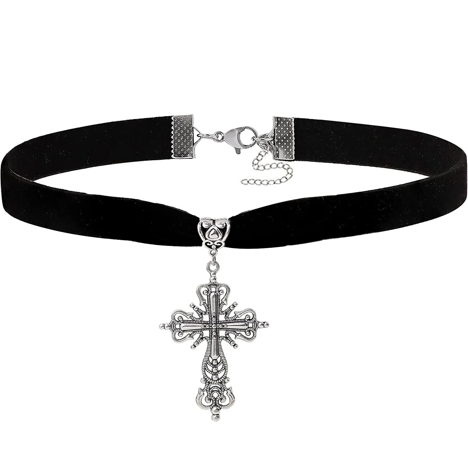 Gothic Black Velvet Choker Necklace for Women,Cameo Choker Collar Necklace Vintage Goth Jewelry