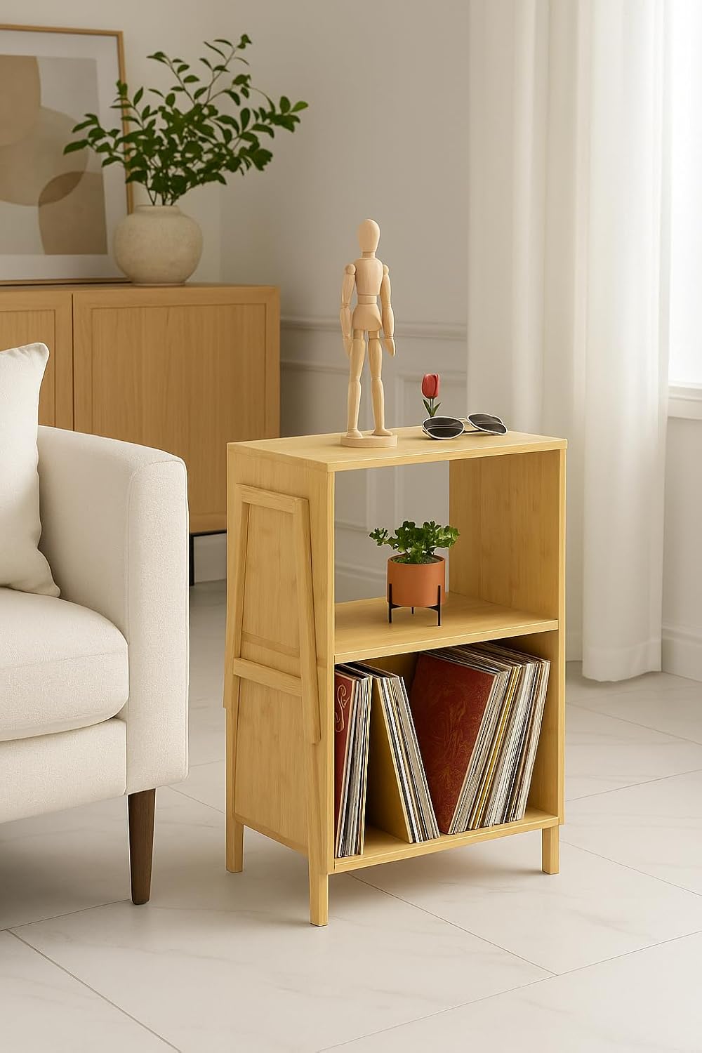 Bamboo Coffee Table Set of 2 – Modern End Tables for Living Room – Compact Side Corner Tables for Sofa or Bedroom – Minimalist Natural Wood Accent Furniture