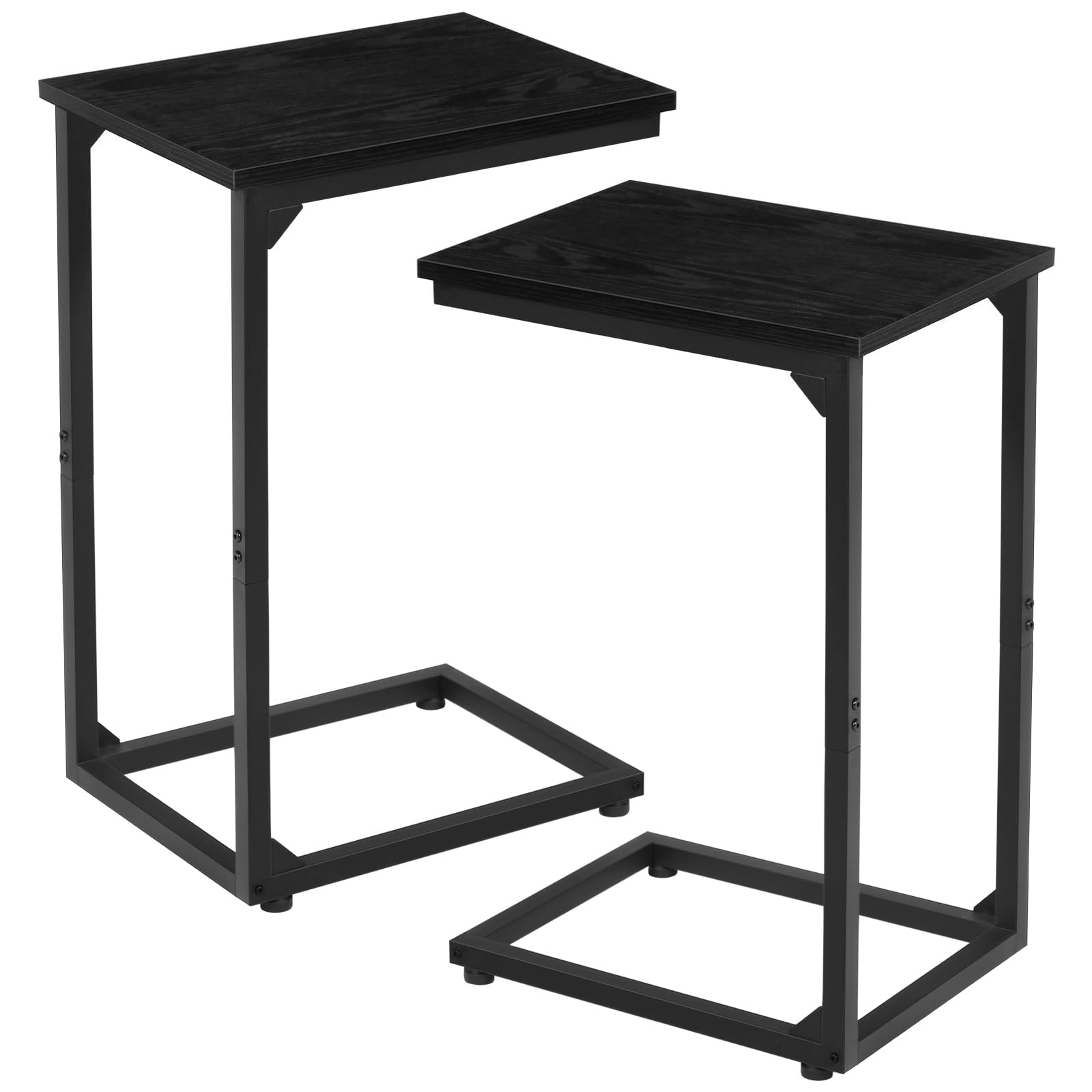 AMHANCIBLE C Shaped End Tables, TV Trays Set of 2 for Living Room, Slide Under Couch Table for Sofa, Bedroom, Small Space, Rustic Brown HET02CBR