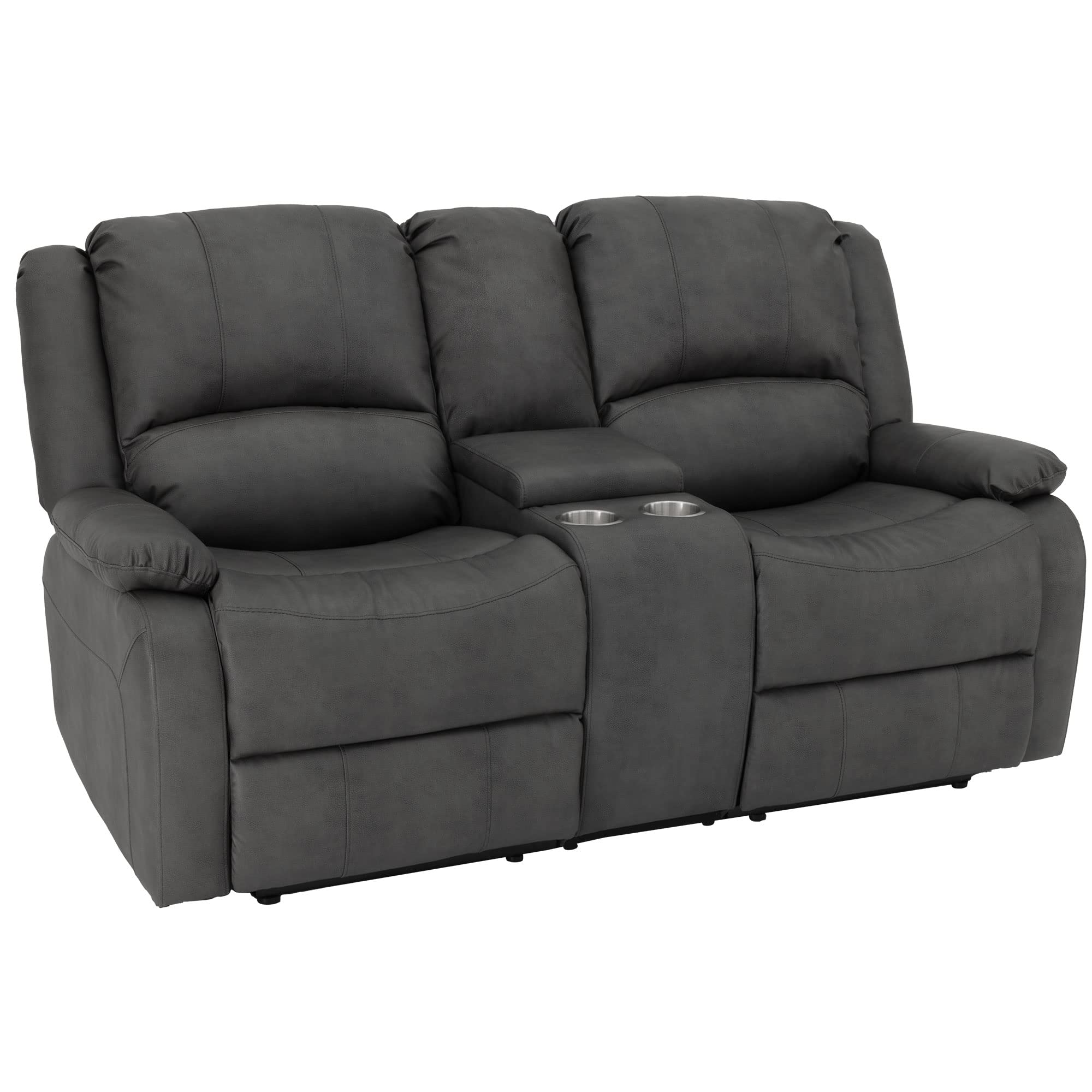 RecPro Charles 67" Double Recliner RV Sofa | Zero Wall Loveseat for Camper | Wall Hugger Couch | Fifth Wheel Theater Seating | Upgraded 2023 Fabric (Toffee)