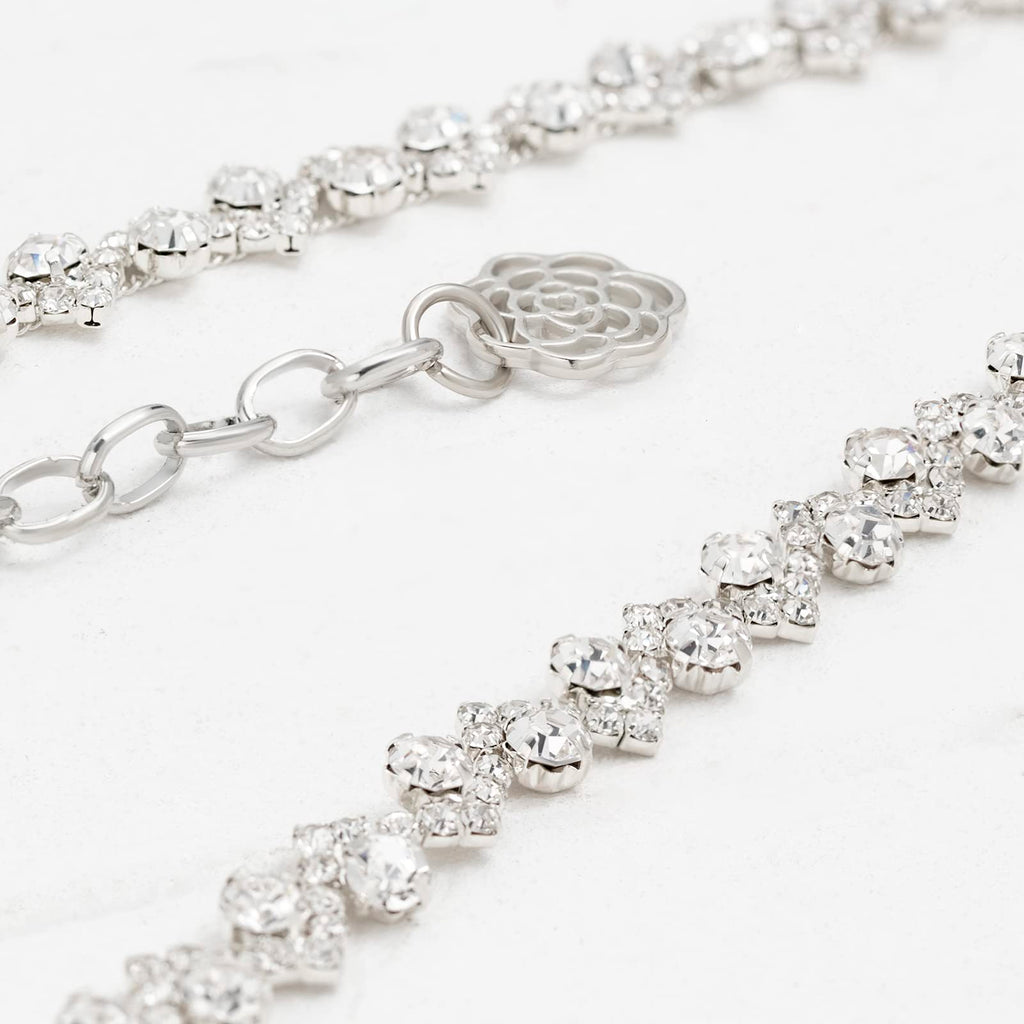 YooAi Rhinestone Belt Womens Formal Dress Belt Diamond Bling Wedding Bridal Belt Sliver