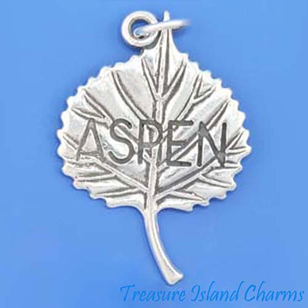 Aspen Colorado Tree Leaf 925 Sterling Silver Charm Pendant Bracelet Jewelry Making Supply