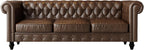 Leather Brown Sofa for Living Room Chesterfield 3 Seater Couch Sofa Comfortable Soft Sturdy Durable Furniture for Office Bedroom Apartment Hotel Place (03-Brown-80)