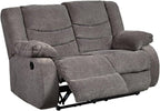 Signature Design by Ashley Tulen Modern Manual Pull Tab Reclining Loveseat, Dark Gray