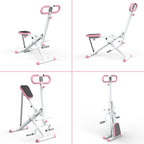 Squat Machine for Home, Squat Ride / Rowing Machine with Adjustable Resistance, Foldable Exercise Equipment, Glute & Leg Cardio Workout Machine (Pink)