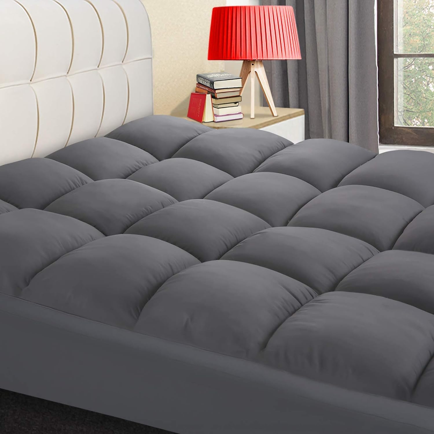 COONP Queen Mattress Topper, Extra Thick Pillowtop, Cooling and Plush Mattress Pad Cover Cotton Top Bed Topper Protector with 8-21 Inch Deep Pocket