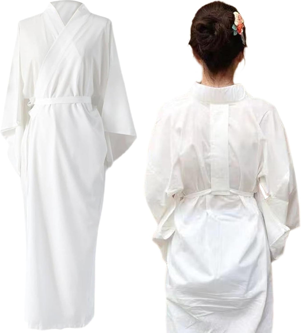Japanese Kimonos for Women Solid White Traditional Japanese Kimono with Belt One Size Japanese Robe Length Sleeves Yukata Lining Pajamas for Vacation Spa Hospital Deliver and Gym Traditional for Wome