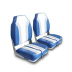 High Back Boat Seats 2 Pack, Folding Fishing Bass Boat Seat, White and Black