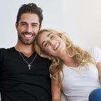 Fiusem Cross Necklace for Men, Silver/Gold/Black Mens Cross Necklaces with 2.5mm Cross Chain and Stainless Steel Cross Pendant, Box Chain 16-24 Inch