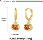LILIE&WHITE Gold Pomegranate Dangle Earrings For Women With Red Cubic Zircon Drop Earrings Hoop Earrings Hypoallergenic Earrings Fruit Earrings Fashion Earrings PresentEarrings