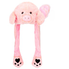Animal Hat with Ears Moving Jumping Pop Up Beating Hat Plush Holiday Cosplay Dress Up Funny Gift for Kids