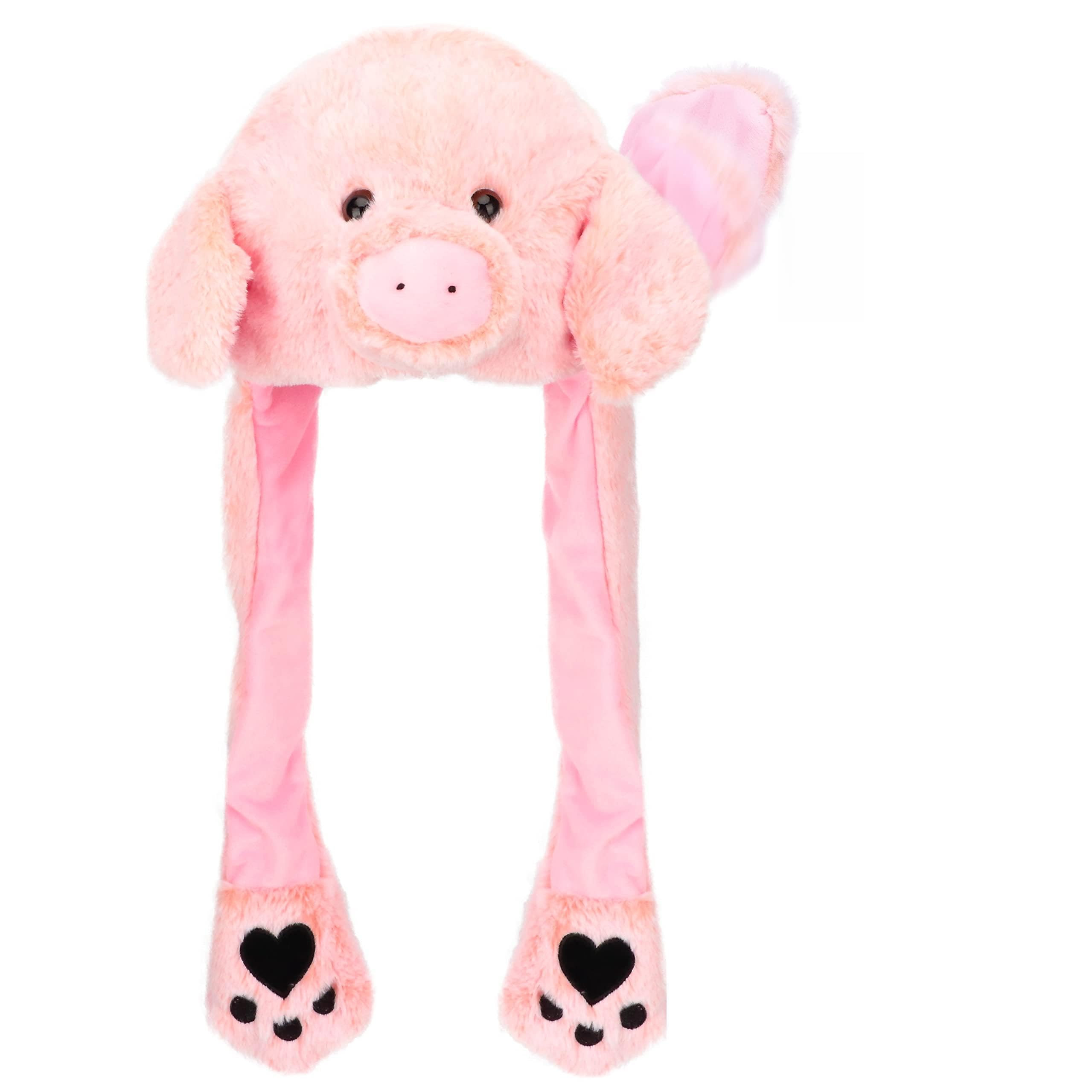 Animal Hat with Ears Moving Jumping Pop Up Beating Hat Plush Holiday Cosplay Dress Up Funny Gift for Kids
