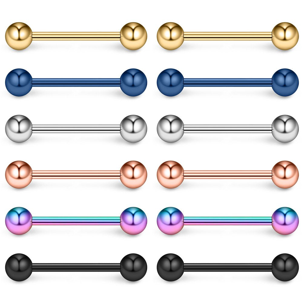 Ruifan 316L Stainless Steel Nipple Shield Barbell Ring Bar Body Piercing 14G