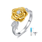 925 Sterling Silver Rose Flower Cremation Urn Ring Holds Loved Ones Ashes Cremation Keepsake Ring Jewelry Embellished with Crystals from Austria