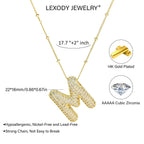 LEXODY Bubble Letter Necklace Gold for Women, Dainty 14K Gold A-Z Diamond Balloon Initial Necklaces Trendy Simple Chunky Cubic Zirconia Alphabet Necklace Waterproof Jewelry for Women Gifts