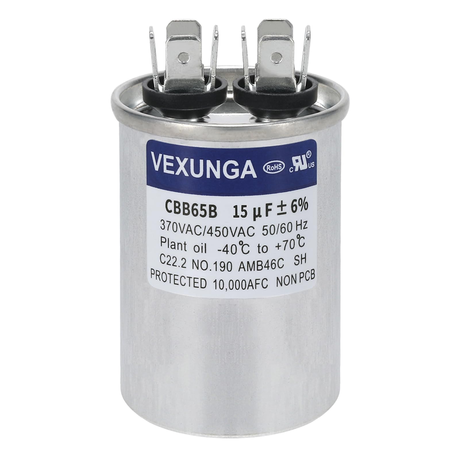 45/5 uF 45+5 MFD 370V or 440V Dual Run Start Round A/C Capacitor 45 5 uF 370 440 Volt VAC CBB65B Air Conditioner Capacitors for AC Unit Fan Motor Start or Heat Pump or Condenser Straight Cool