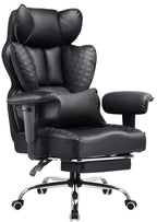 COMHOMA Big and Tall Office Chair 400LBS Wide Ergonomic Gaming Chair with Deluxe Embossing Designed Leather with Foot Rest,150°Reclining Adjustable Armrests Pocket Spring Back Support and Pillow