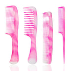 Ensemble de peignes FHALLYNN rose - dents larges, dents fines, queue de rat et peigne double pour femmes et hommes