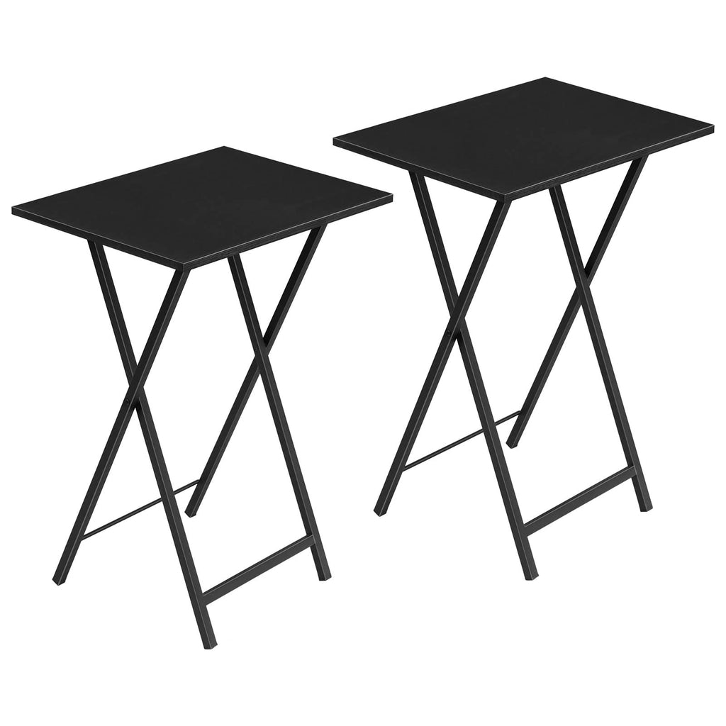 HOOBRO Folding TV Tray Tables, Set of 2 Side Table for Small Space, Industrial Snack Tables for Eating at Couch, Stable Metal Frame, Easy Assembly, Space Saving, Rustic Brown and Black BF25BZ01