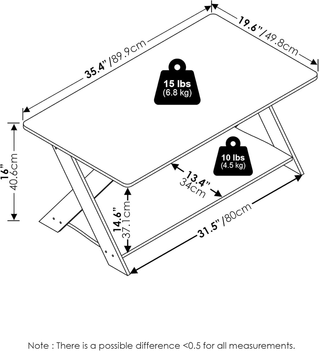 Furinno Modern Simplistic Criss-Crossed Coffee Table, White