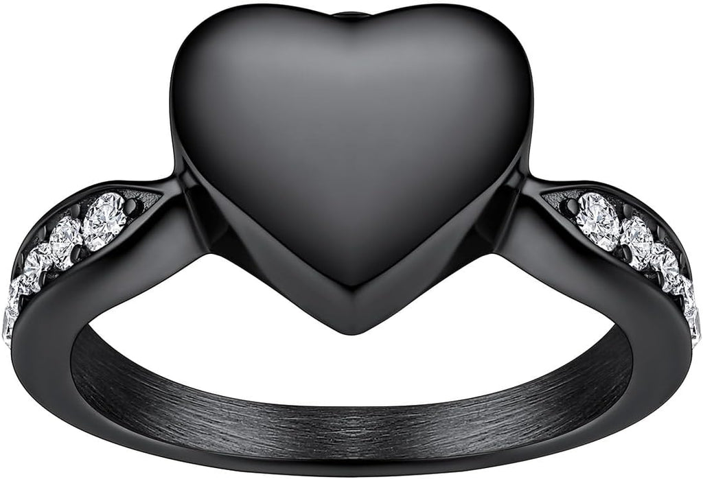 Stainless Steel Heart/Claddagh Cremation Urn Ring for Ashes for Women Waterproof Locket Rings Memorial Jewelry(with Gift Box)