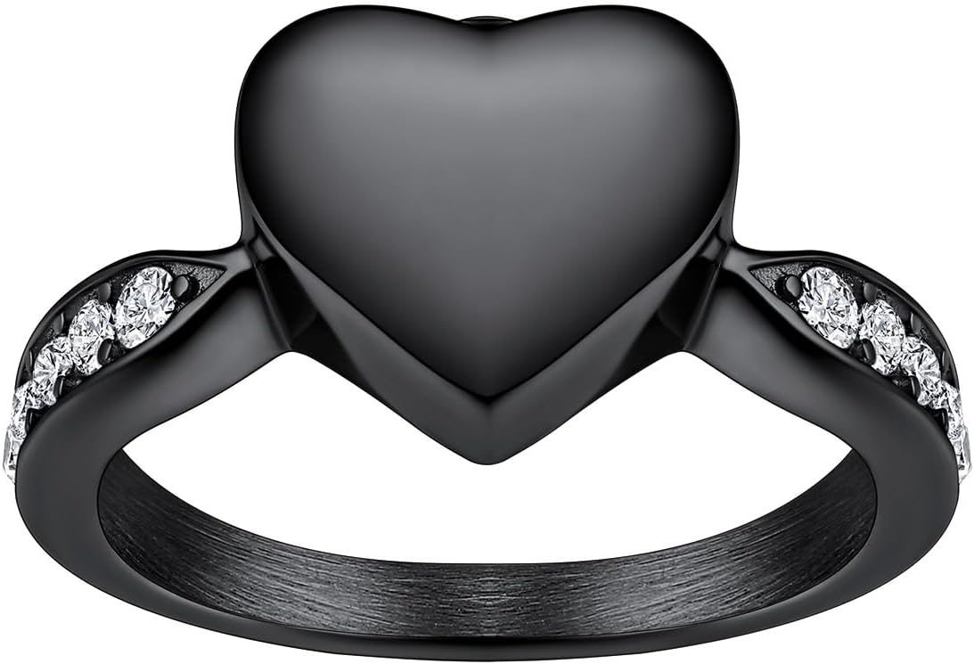 Stainless Steel Heart/Claddagh Cremation Urn Ring for Ashes for Women Waterproof Locket Rings Memorial Jewelry(with Gift Box)