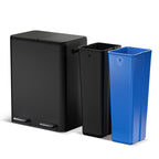 Home Zone Living 16 Gallon Kitchen Trash Can with Dual Compartments for Recycling, Stainless Steel, Silver, 60 Liters Total