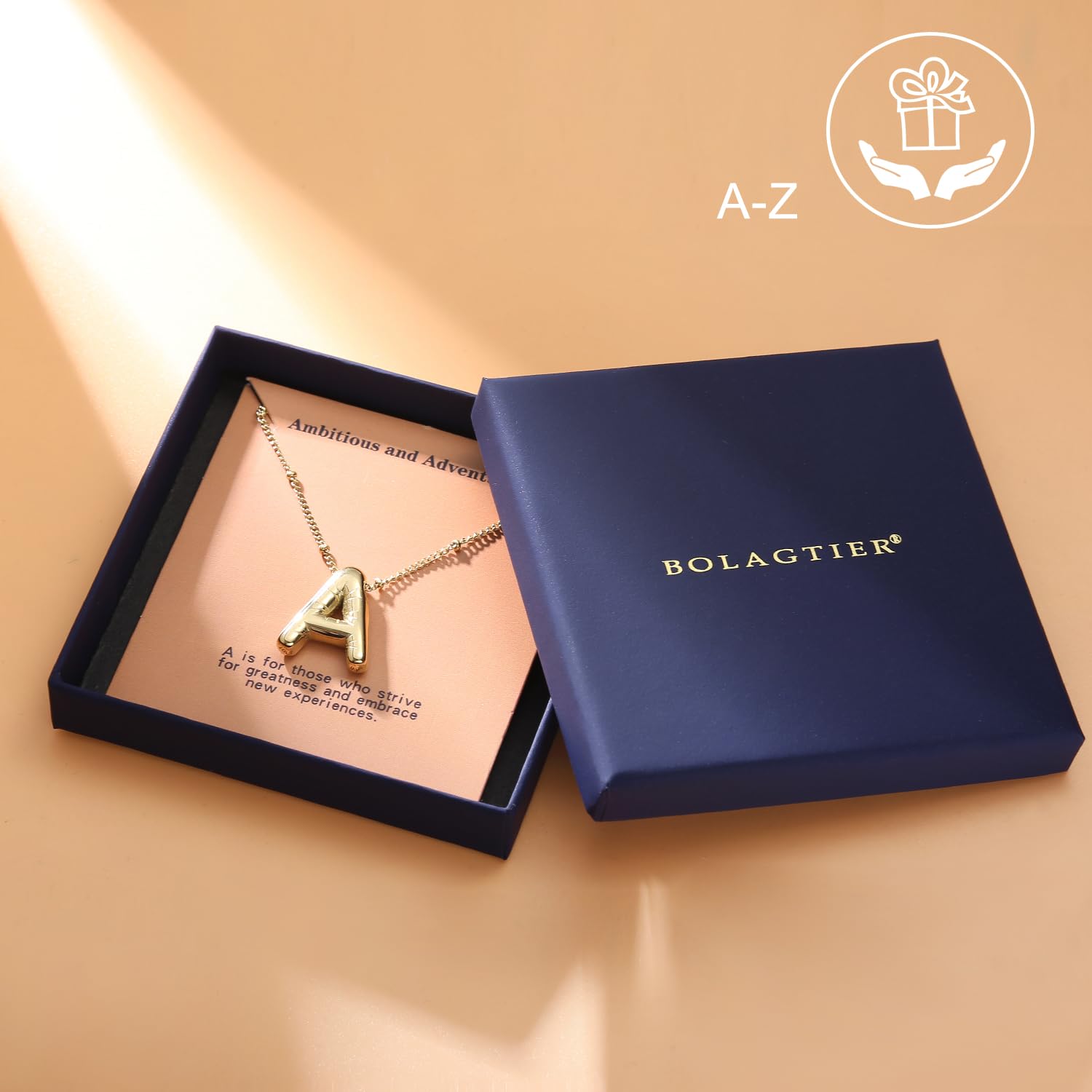 BOLAGTIER Bubble Letter Necklace Gold Plated Balloon Initial Chunky Bubble Alphabet Pendant Necklace Trendy Jewelry Gift for Women (U, Gold)