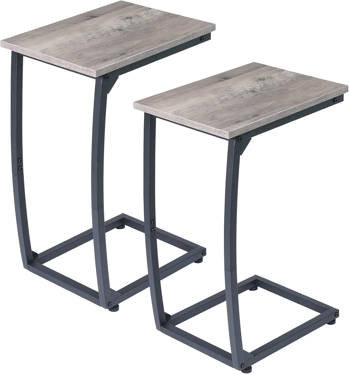 C-Shaped End-Table Set of 2 - Side Table for Couch,Curved Support Legs, Slide Under Couch Table for Sofa, TV Tray Table for Living Room Bedroom（Lvory）