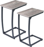 C-Shaped End-Table Set of 2 - Side Table for Couch,Curved Support Legs, Slide Under Couch Table for Sofa, TV Tray Table for Living Room Bedroom（Lvory）