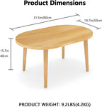 Oval Coffee Table Low Table with 4 Solid Wood Sturdy Legs, Floor Table Desk for Sitting on The Floor, Storage and Living Room Furniture (Natural)